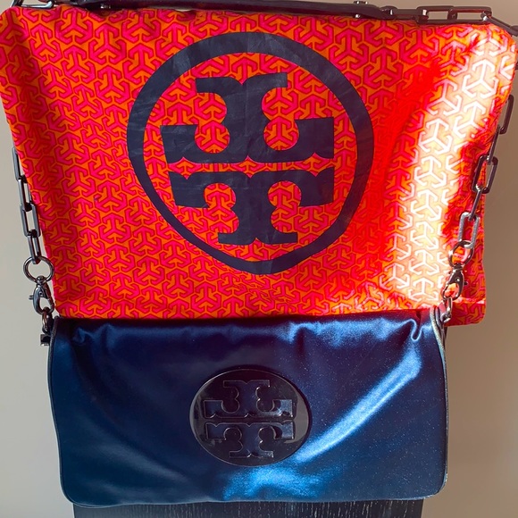 Tory Burch satin handbag with gunmetal hardware. Full set. Offers welcome. - Picture 1 of 3